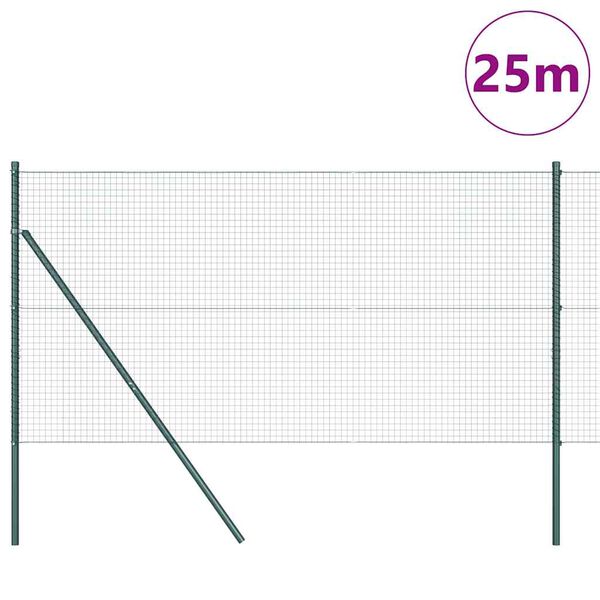 vidaXL Poste de Cerca Verde 25 x 1,2 m (malha de 25 x 25 mm) A&ccedil;o e PVC