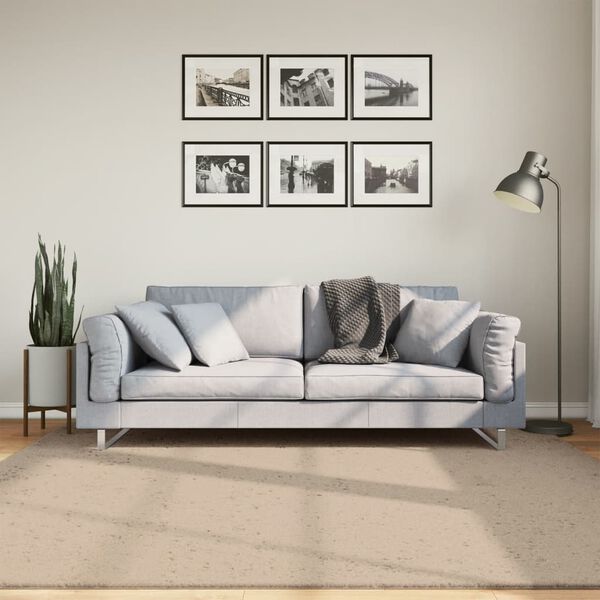 vidaXL Tapete pelo curto macio e lav&aacute;vel HUARTE 200x200 cm cor areia