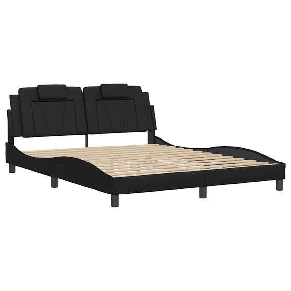vidaXL Estrutura de cama Viana sem colch&atilde;o 160x200 cm couro artificial preto