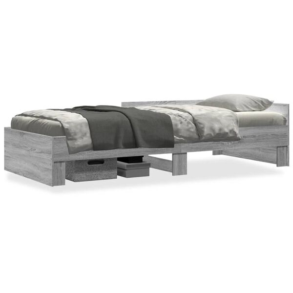 vidaXL Estrutura cama 75x190 cm derivados de madeira cinzento sonoma