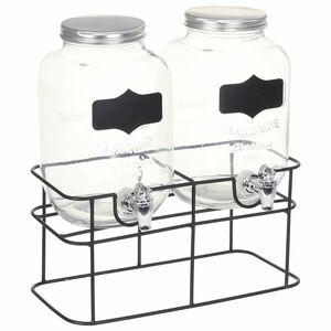 vidaXL Dispensadores de bebidas 2 pcs com suporte 2 x 4 L vidro