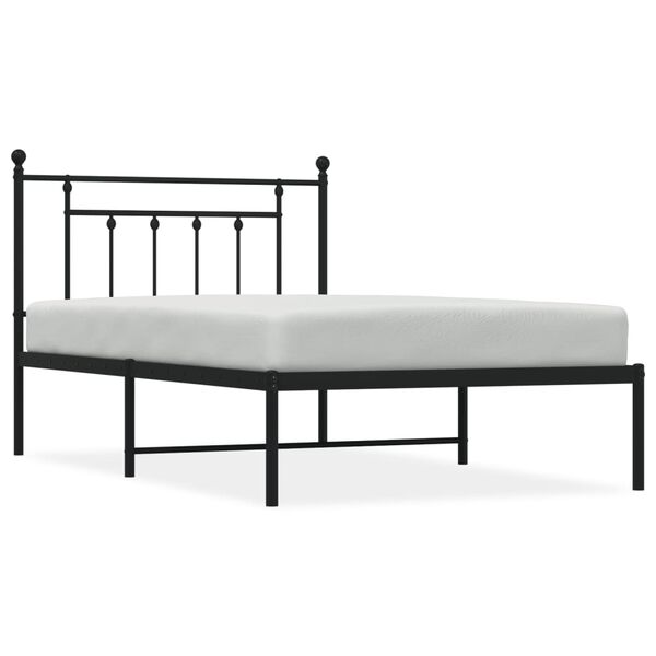 vidaXL Estrutura de cama com cabeceira 107x203 cm metal preto