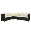 vidaXL 4 pcs conjunto lounge de jardim c/ almofadões vime PE preto