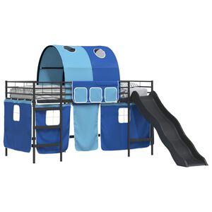 vidaXL Cama loft para crian&ccedil;as Preto e Azul 99,5 x 200 cm Metal