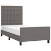 vidaXL Estrutura cama c/ cabeceira couro artificial 90x190 cm cinzento