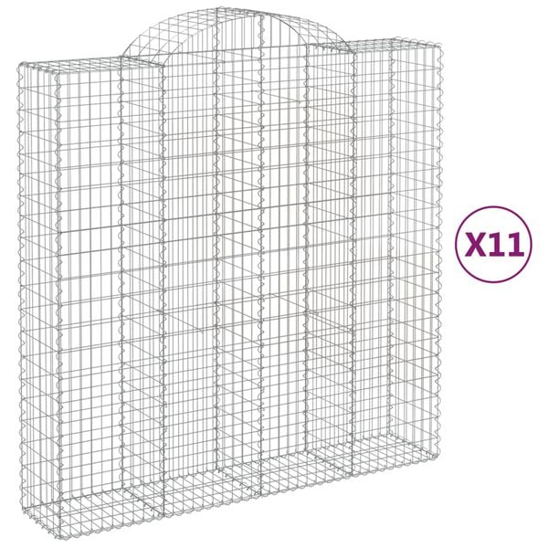 vidaXL Cestos gabi&atilde;o arqueados 11 pcs 200x50x200/220 ferro galvanizado