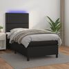 vidaXL Cama box spring c/ colch&atilde;o/LED 100x200cm couro artificial preto