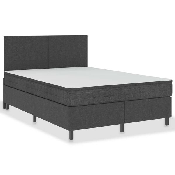 vidaXL Cama boxspring 140x200 cm tecido cinzento-escuro