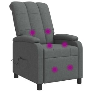 vidaXL Recliner de Massagem Cinzento-Escuro Tecido