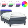 vidaXL Cama box spring c/ colch&atilde;o e LED cinza-escuro 80x220 cm veludo