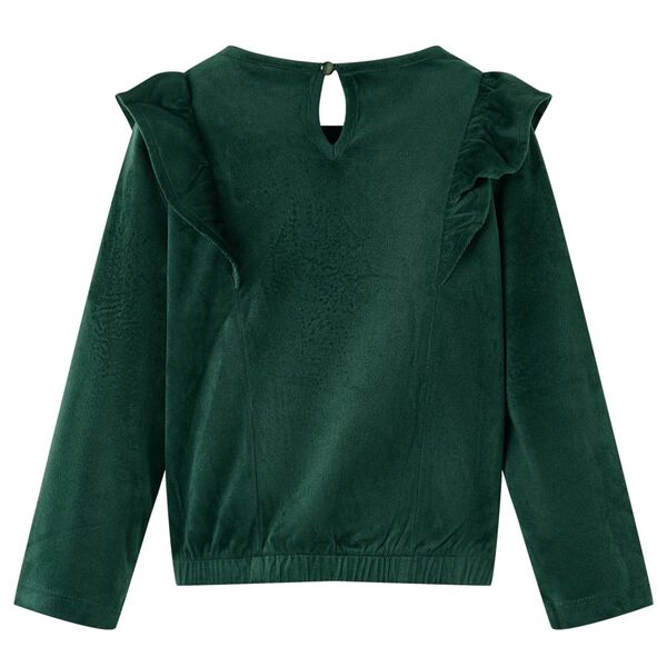 Blusa para crian&ccedil;a com folhos verde-escuro 140