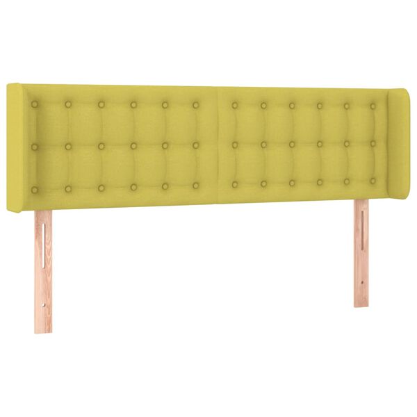 vidaXL Cabeceira de cama c/ luzes LED tecido 147x16x78/88 cm verde