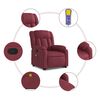 vidaXL Poltrona de massagens reclin. elevatória tecido vermelho tinto