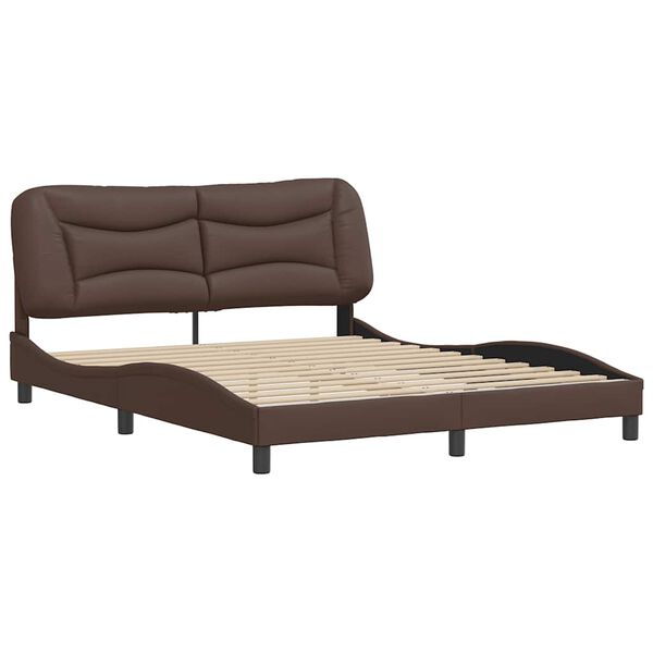 vidaXL Estrutura de cama sem colch&atilde;o Hvar 160x200cm couro artificial castanho