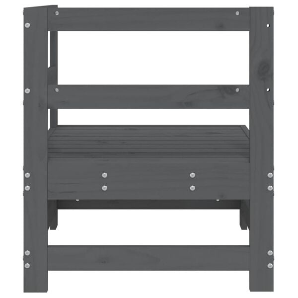 vidaXL Sofá de canto para jardim madeira de pinho maciça cinzento