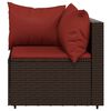 vidaXL 4 pcs conjunto lounge jardim c/ almofad&otilde;es vime PE castanho