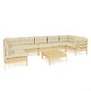 vidaXL 8 pcs conjunto lounge de jardim c/ almofad&otilde;es cor creme pinho
