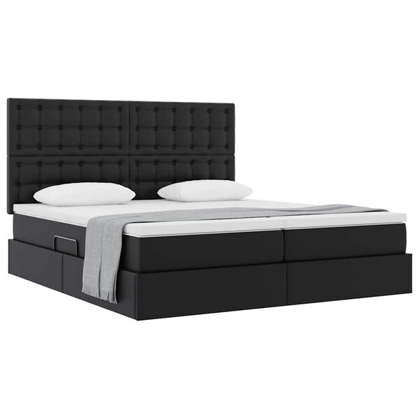 vidaXL Cama com arruma&ccedil;&atilde;o e colch&atilde;o Preto 180 x 200 cm Couro Sint&eacute;tico