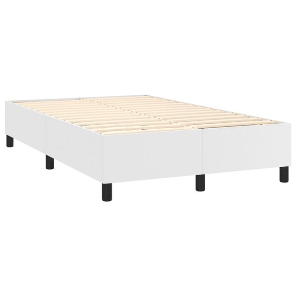 vidaXL Cama com molas/colch&atilde;o 120x200 cm couro artificial branco