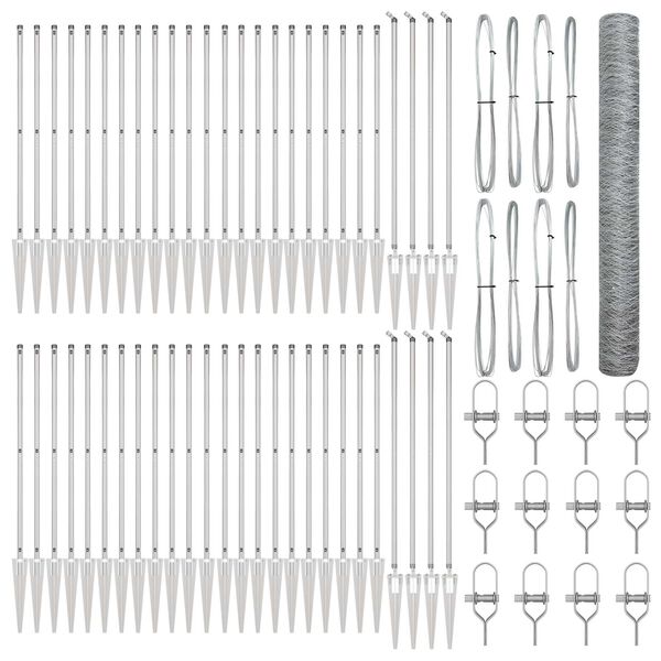 vidaXL Poste de Cerca Prateado 100 x 1,2 m (malha de 36 mm) A&ccedil;o