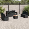 vidaXL 8 pcs conjunto sof&aacute;s de jardim com almofad&otilde;es vime PE preto