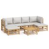 vidaXL 7 pcs conj. lounge de jardim bambu c/ almofad&otilde;es cinzento-claro