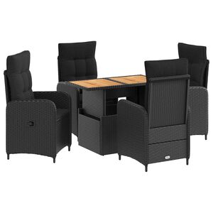 vidaXL Conjunto de Jantar para Exterior 5 unid. Preto