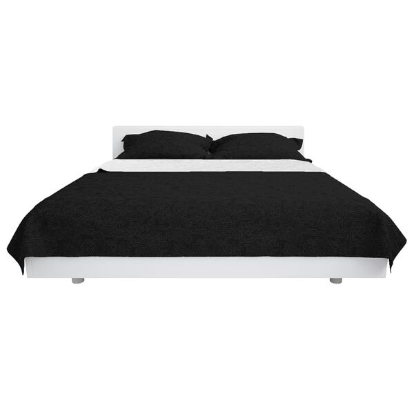 vidaXL Colcha de dupla face acolchoada 230x260 cm preto e branco