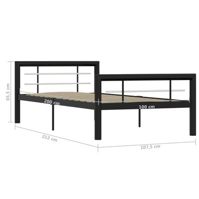 vidaXL Estrutura de cama 90x200 cm metal preto e branco