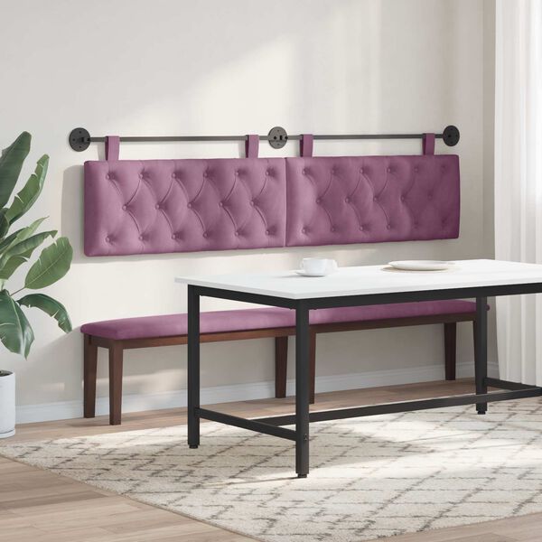vidaXL Cabeceira Suspensa Roxo 210 x 55 x 7 cm Veludo