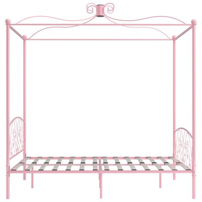 vidaXL Estrutura de cama com dossel 160x200 cm metal rosa