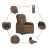 vidaXL Poltrona reclin&aacute;vel massagens tecido castanho