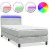 vidaXL Cama box spring c/ colch&atilde;o e LED Cinza Claro 90x210 cm veludo