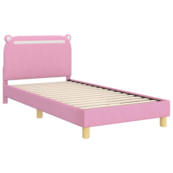 vidaXL Estrutura de Cama Infantil com Cabeceira Rosa 90 x 200 cm