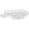 vidaXL 11 pcs conjunto lounge de jardim pinho maci&ccedil;o branco