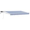 vidaXL Toldo retr&aacute;til manual com LEDs Azul e Branco 3,5 x 2 m