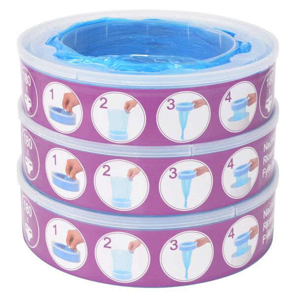 vidaXL Cassetes de recarga para Angelcare Diaper Genie 3 pcs