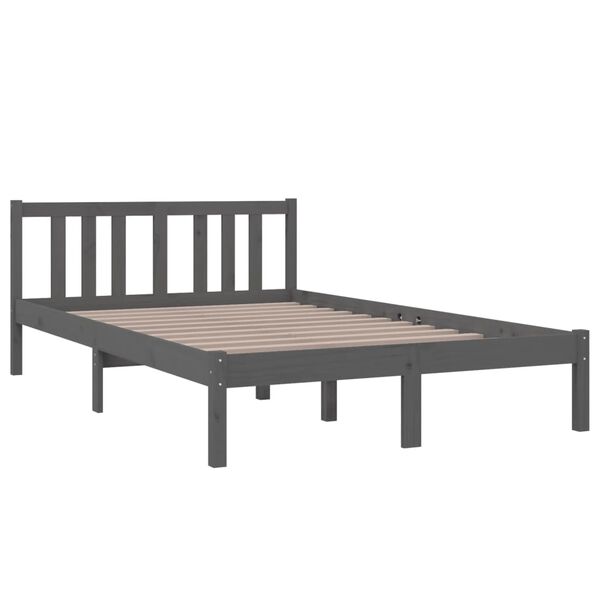 vidaXL Estrutura de cama 120x200 cm madeira maci&ccedil;a cinzento