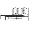 vidaXL Estrutura de cama com cabeceira 135x190 cm metal preto