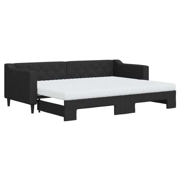 vidaXL Sof&aacute;-cama com gavet&atilde;o e colch&otilde;es 80x200 cm tecido preto