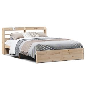 vidaXL Estrutura de cama com cabeceira 120x200 cm pinho maci&ccedil;o