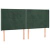 vidaXL Cabeceira de cama c/ LED veludo 163x16x118/128 cm verde-escuro
