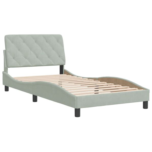vidaXL Estrutura de cama sem colchão 100x200 cm veludo cinzento-claro
