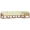 vidaXL Conjunto de Sof&aacute;s para Exterior 5 pcs Natural e Creme