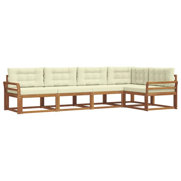 vidaXL Conjunto de Sof&aacute;s para Exterior 5 pcs Natural e Creme