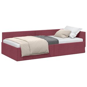 vidaXL Estrutura de Cama de Canto Vinho Vermelho 90 cm x 190 cm tecido