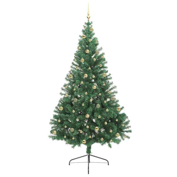 vidaXL &Aacute;rvore de Natal Artificial Pr&eacute;-iluminada Verde 240 cm PVC