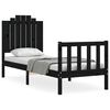 vidaXL Estrutura cama de solteiro c/ cabeceira madeira maci&ccedil;a preto
