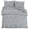 vidaXL Conjunto de capa de edred&atilde;o 155x220 cm algod&atilde;o cinzento e branco