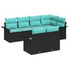 vidaXL Conjunto de Sof&aacute; de Jardim com almofada 7 pcs Preto vime PE